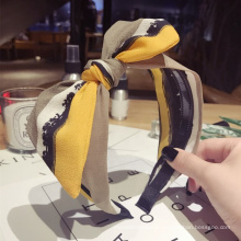 2021 Korean New Custom Cute Silk Hairbands Trendy Yellow Big Butterfly Hair Accessories Knit Knot Headband